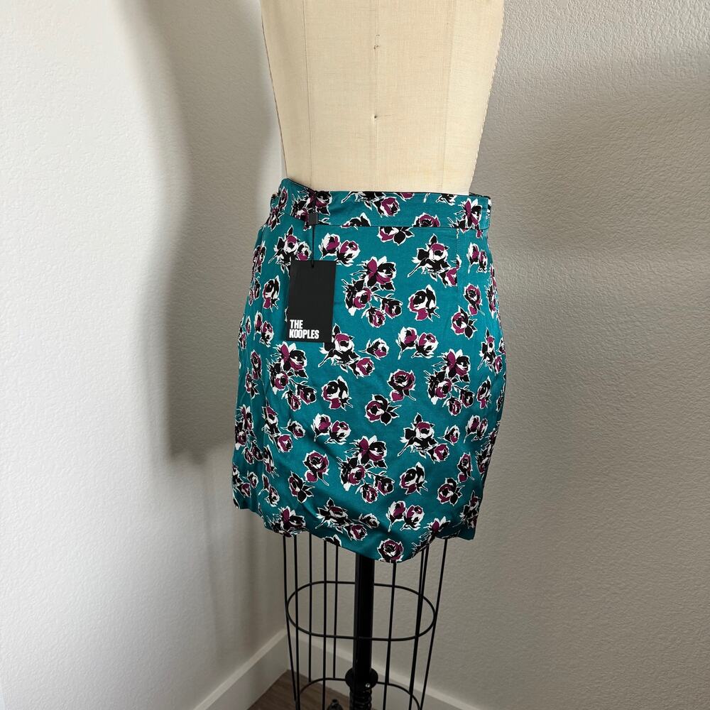 The Kooples | NWT Rock Roses Faux Wrap Mini Skirt Size Small $245 Retail - Picture 3 of 11